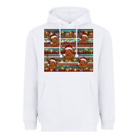 White christmas turquoise serape highland cow Heavyweight Hoodie - BarkalooDesign