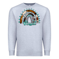 Heather Grey blessed rainbow cowhide aztec Premium Sweatshirt - Jasminsmagicworld