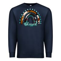 Navy blessed rainbow cowhide aztec Premium Sweatshirt - Jasminsmagicworld