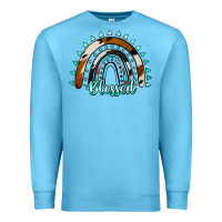 Ocean Blue blessed rainbow cowhide aztec Premium Sweatshirt - Jasminsmagicworld