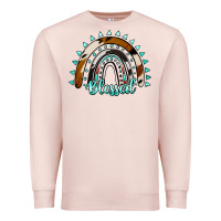 Pale Pink blessed rainbow cowhide aztec Premium Sweatshirt - Jasminsmagicworld