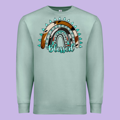 Blessed Rainbow Cowhide Aztec Premium Sweatshirt Designed By Jasminsmagicworld