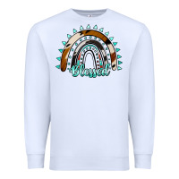 White blessed rainbow cowhide aztec Premium Sweatshirt - Jasminsmagicworld