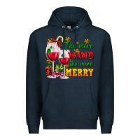 Navy The more wine the more merry Premium Hoodie - AdoDesignShop