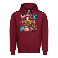 Burgundy wife mom boss Zipper Hoodie - AdoDesignShop