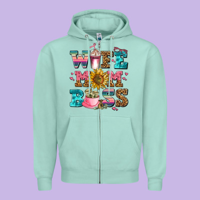 Wife Mom Boss Zipper Hoodie Designed By Adodesignshop