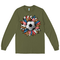 Army Green football sunflower Long Sleeve Tee - HRA Design Shop
