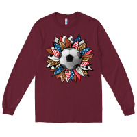 Burgundy football sunflower Long Sleeve Tee - HRA Design Shop