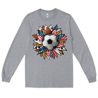 Heather Grey football sunflower Long Sleeve Tee - HRA Design Shop