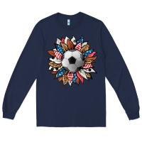 Navy football sunflower Long Sleeve Tee - HRA Design Shop