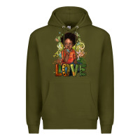 Army Green black afro boy love Premium Hoodie - NancyCooperArtShop