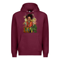 Burgundy black afro boy love Premium Hoodie - NancyCooperArtShop