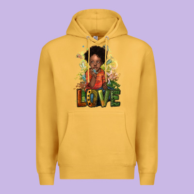 Black Afro Boy Love Premium Hoodie Designed By Nancycooperartshop