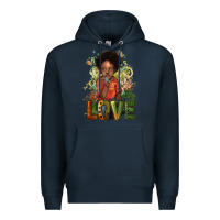 Navy black afro boy love Premium Hoodie - NancyCooperArtShop
