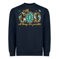 Navy with god all things are possible with gemstone Heavyweight Sweatshirt - texasbilliewilder