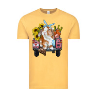 Vintage Mustard easter truck with bunny sunflowers and eggs Vintage Tee - RanaPortraitStore
