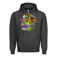 Charcoal Heather stay sweet halloween Zipper Hoodie - BundleAndBundleShop