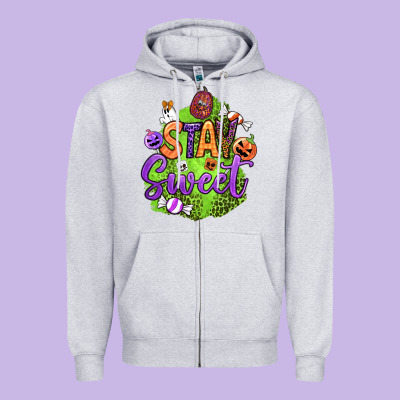 Stay Sweet Halloween Zipper Hoodie Designed By Bundleandbundleshop