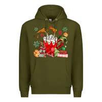 Army Green cup of chocolate and cookies Premium Hoodie - MaliasSmallBusiness