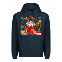 Navy cup of chocolate and cookies Premium Hoodie - MaliasSmallBusiness