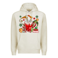Oatmeal Heather cup of chocolate and cookies Premium Hoodie - MaliasSmallBusiness