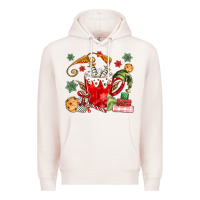 Pale Pink cup of chocolate and cookies Premium Hoodie - MaliasSmallBusiness