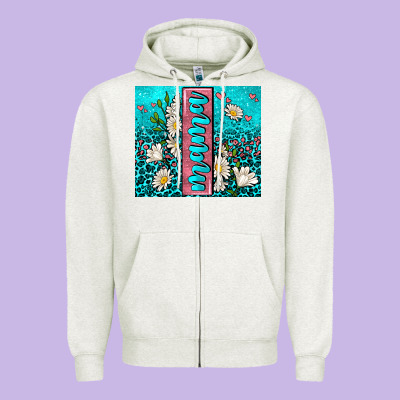 Turquoise Leopard Mama Zipper Hoodie Designed By Adodesignshop