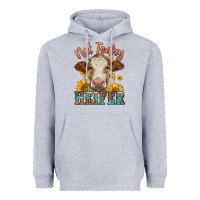 Heather Grey heifer with sunflowers Heavyweight Hoodie - LillyAllenDesigns
