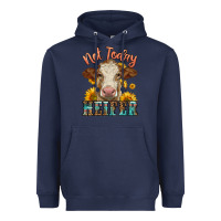 Navy heifer with sunflowers Heavyweight Hoodie - LillyAllenDesigns