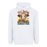 White heifer with sunflowers Heavyweight Hoodie - LillyAllenDesigns