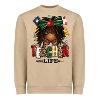 Mushroom teacher life afro locs messy bun Heavyweight Sweatshirt - texasbilliewilder