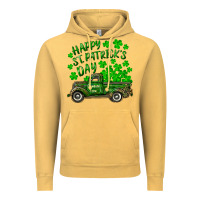 Vintage Mustard happy st. patricks day shamrock farm truck Vintage Hoodie - RanaPortraitStore