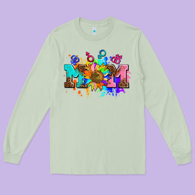 Pride Lesbian Gay Mom Sunflower Long Sleeve Tee Designed By Adodesignshop