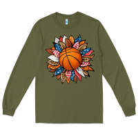 Army Green basketball sunflower Long Sleeve Tee - HRA Design Shop