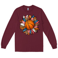 Burgundy basketball sunflower Long Sleeve Tee - HRA Design Shop