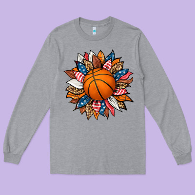 Basketball Sunflower Long Sleeve Tee Designed By Hra Design Shop
