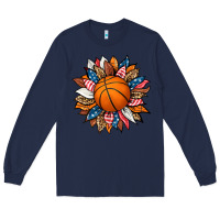 Navy basketball sunflower Long Sleeve Tee - HRA Design Shop