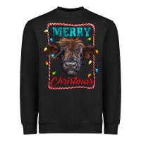 Black Merry Christmas Calf Heavyweight Sweatshirt - RanaPortraitStore