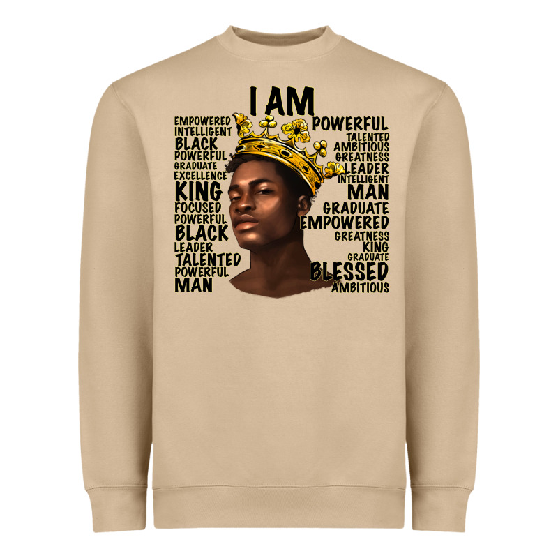 Afro Man Black King I Am Heavyweight Sweatshirt by texasbilliewilder | Teevron