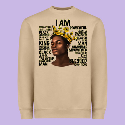 Heavyweight Sweatshirt afro man black king i am