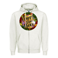 Oatmeal Heather christmas happy new year Zipper Hoodie - Artiststas