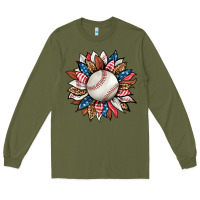 Army Green baseball sunflower Long Sleeve Tee - HRA Design Shop