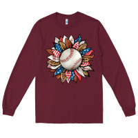 Burgundy baseball sunflower Long Sleeve Tee - HRA Design Shop