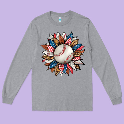 Baseball Sunflower Long Sleeve Tee Designed By Hra Design Shop