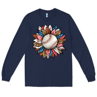Navy baseball sunflower Long Sleeve Tee - HRA Design Shop