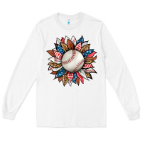 White baseball sunflower Long Sleeve Tee - HRA Design Shop