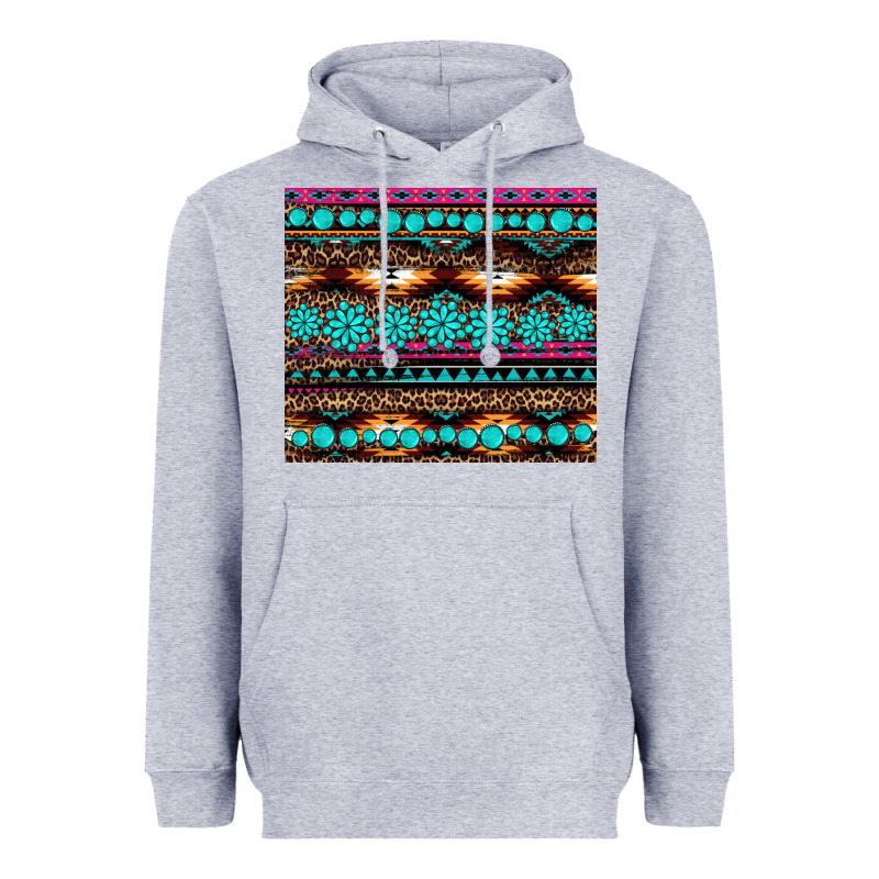 Leopard Aztec Turquoise Jewelry Heavyweight Hoodie by BarkalooDesign | Teevron