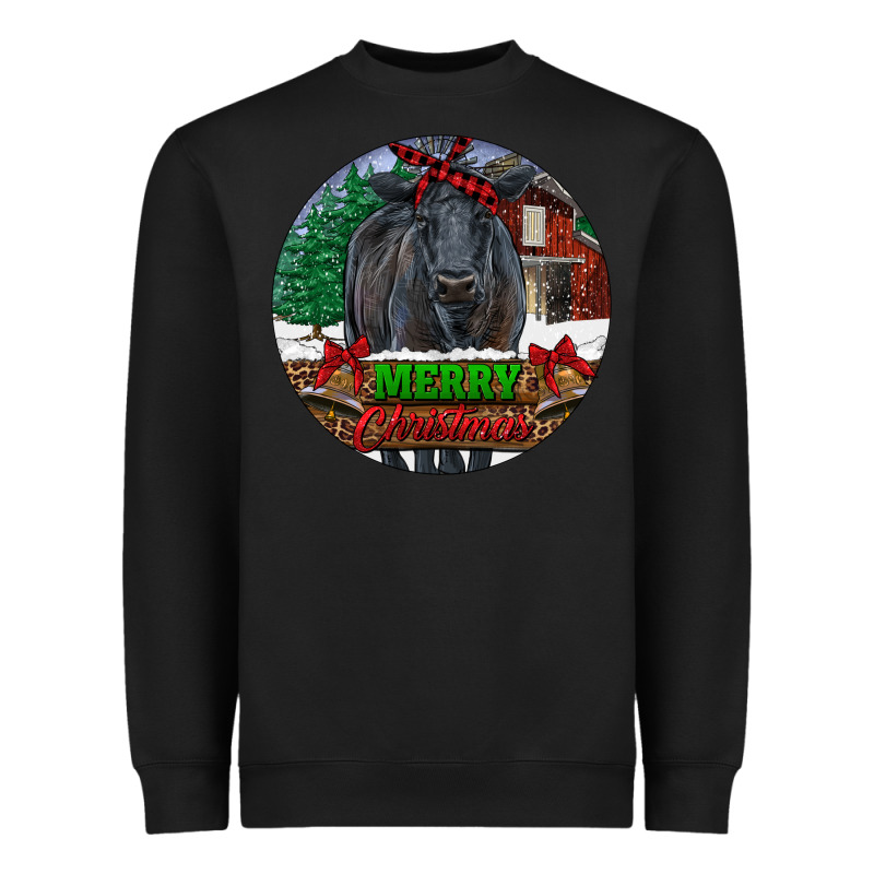 Black Angus Cattle Merry Christmas Heavyweight Sweatshirt by RanaPortraitStore | Teevron