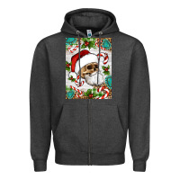 Charcoal Heather Christmas hippie skeleton santa Zipper Hoodie - Artiststas