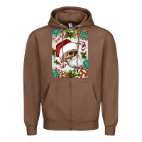 Chestnut Christmas hippie skeleton santa Zipper Hoodie - Artiststas